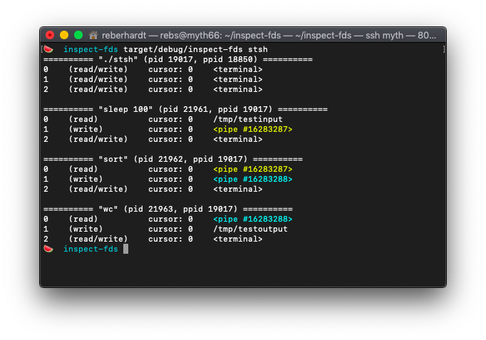 stsh example output